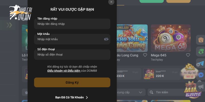Thao tác đăng ký nạp rút nhanh gọn chỉ trong vài phút